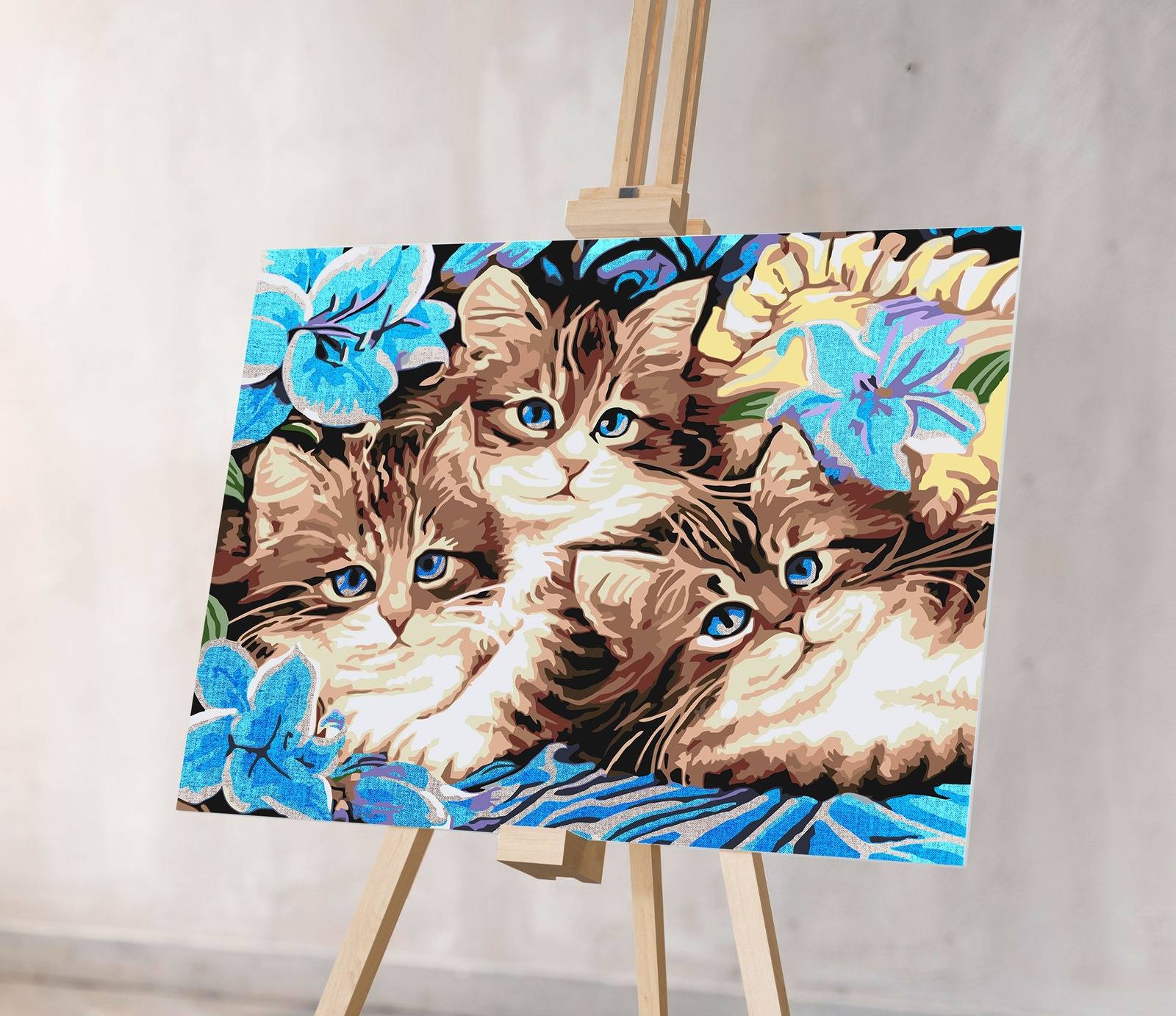 Mačky V Modrých Kvetoch (Ch0667)