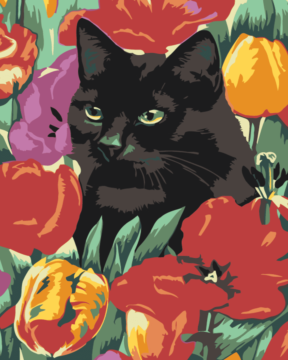 Mačka V Tulipánoch