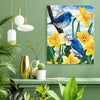 Blue Birds On Flowers